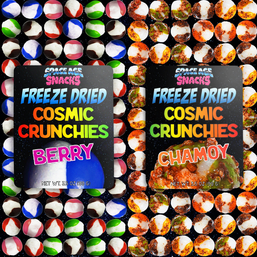 2 Pack Freeze Dried Candy Berry Cosmic Crunchies and Chamoy Cosmic Crunchies
