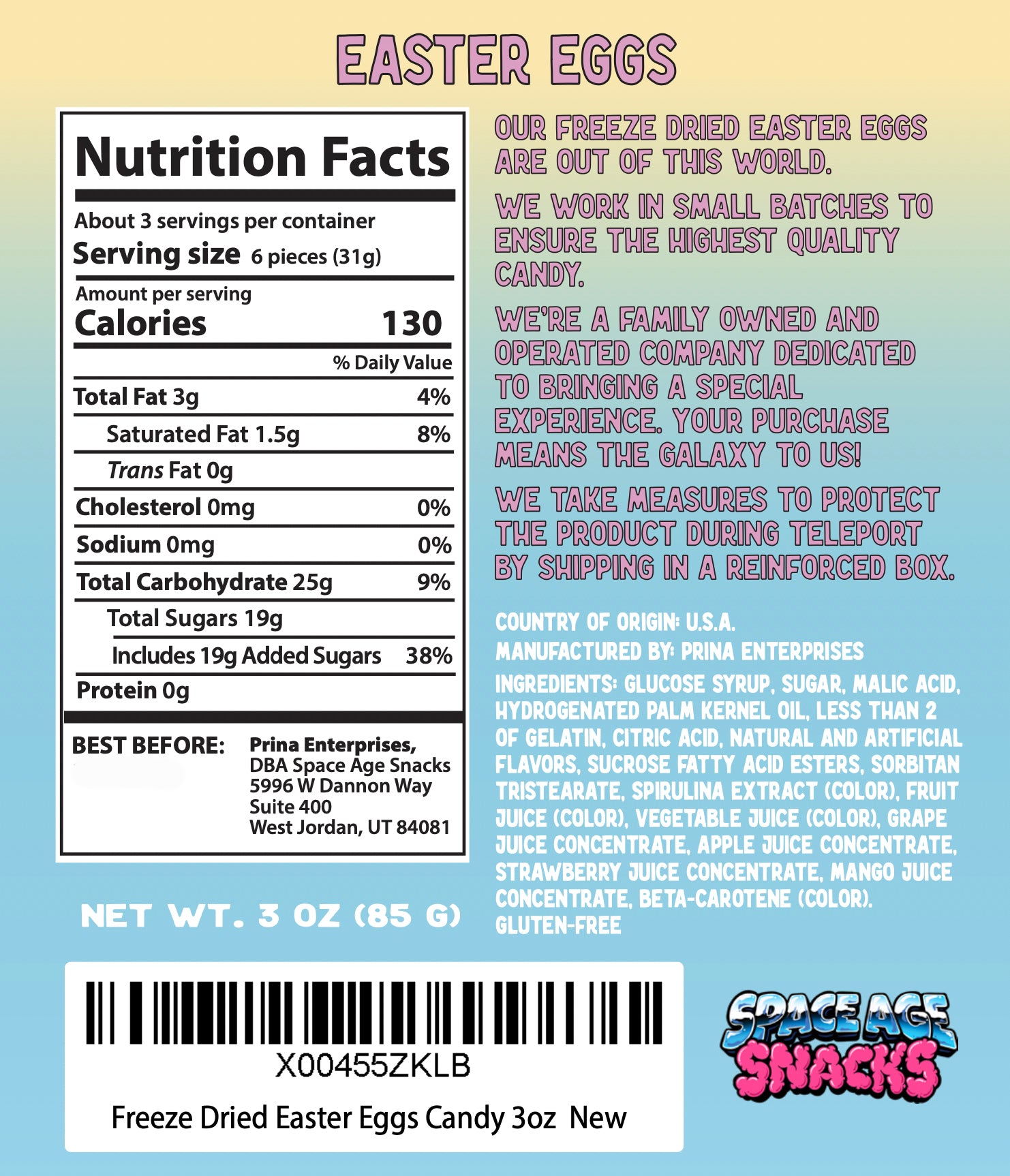 Freeze Dried Easter Eggs Candy Hi Chews - 3 Ounces