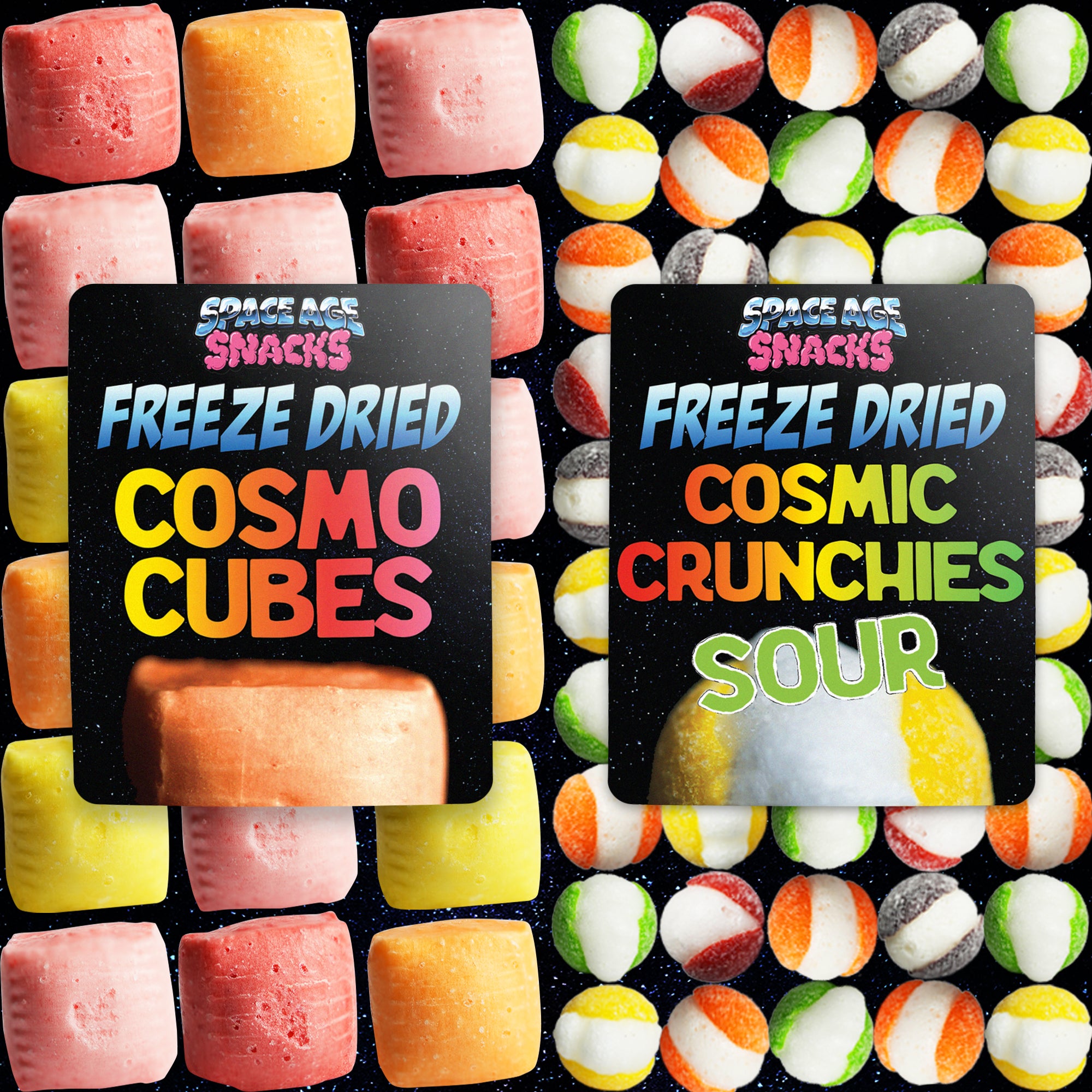 2 Pack Freeze Dried Candy - Freeze Dried Cosmo Cubes and Sour Cosmic C ...