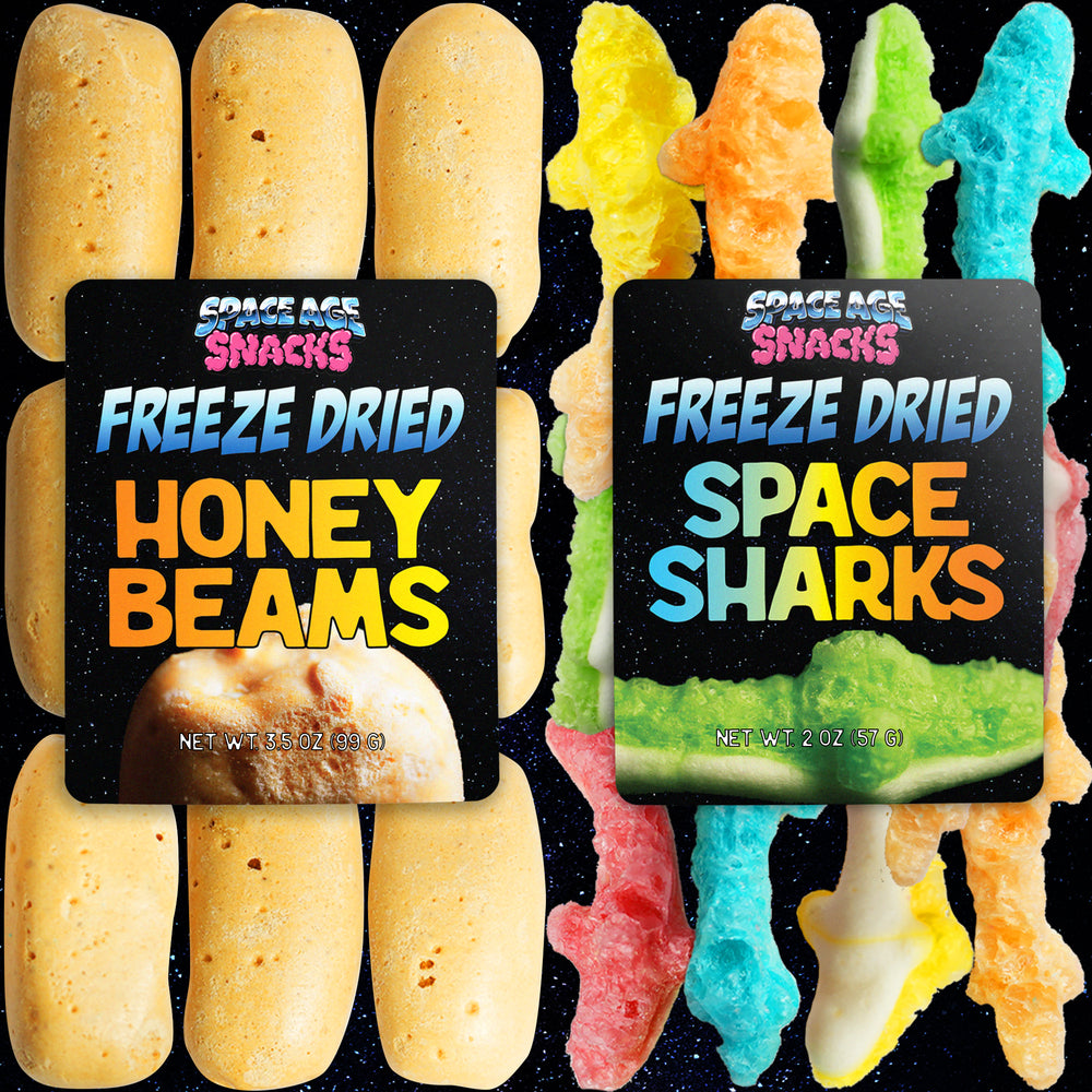 2 Pack Freeze Dried Candy Honey Beams and Space Sharks