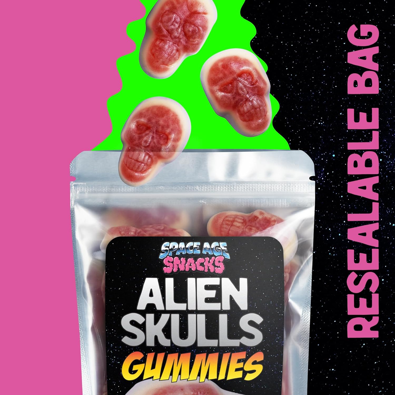 Alien Gummy Skulls Candy - 10 Ounces