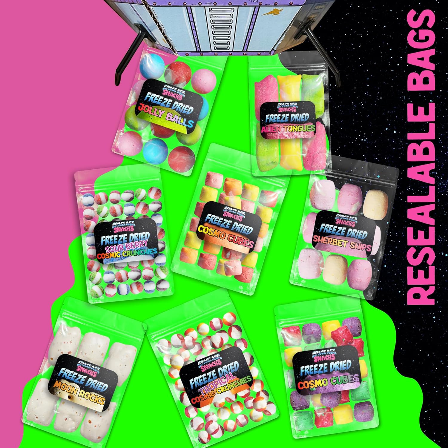 The UFO Pack 2.0 - Freeze Dried Candy with Eight Different Treats