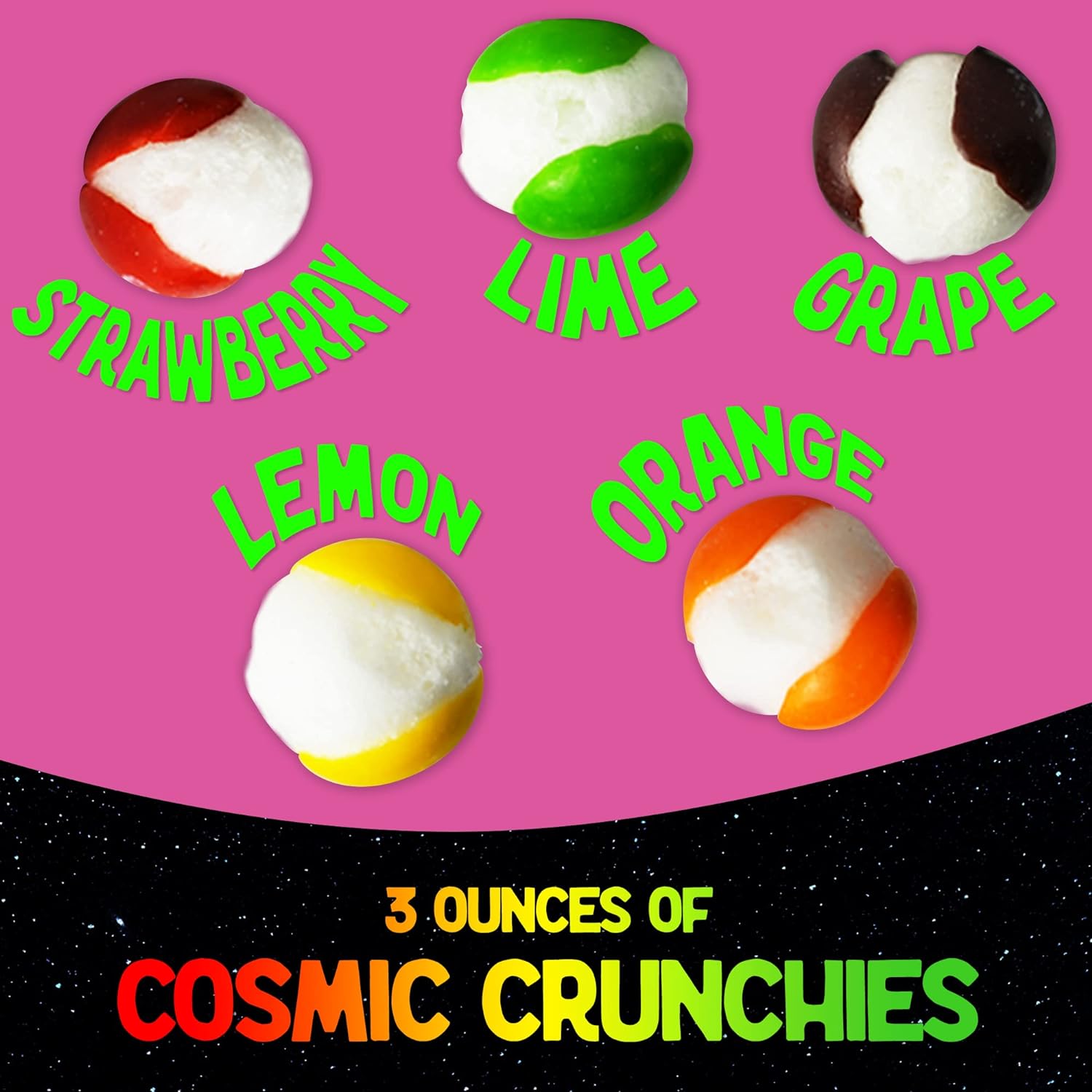 4 Pack Freeze Dried Candy Small Sample Pack - Freeze Dried Cosmic Crunchies, Peach Rings, Hi Chews and Caramel Apple Pops