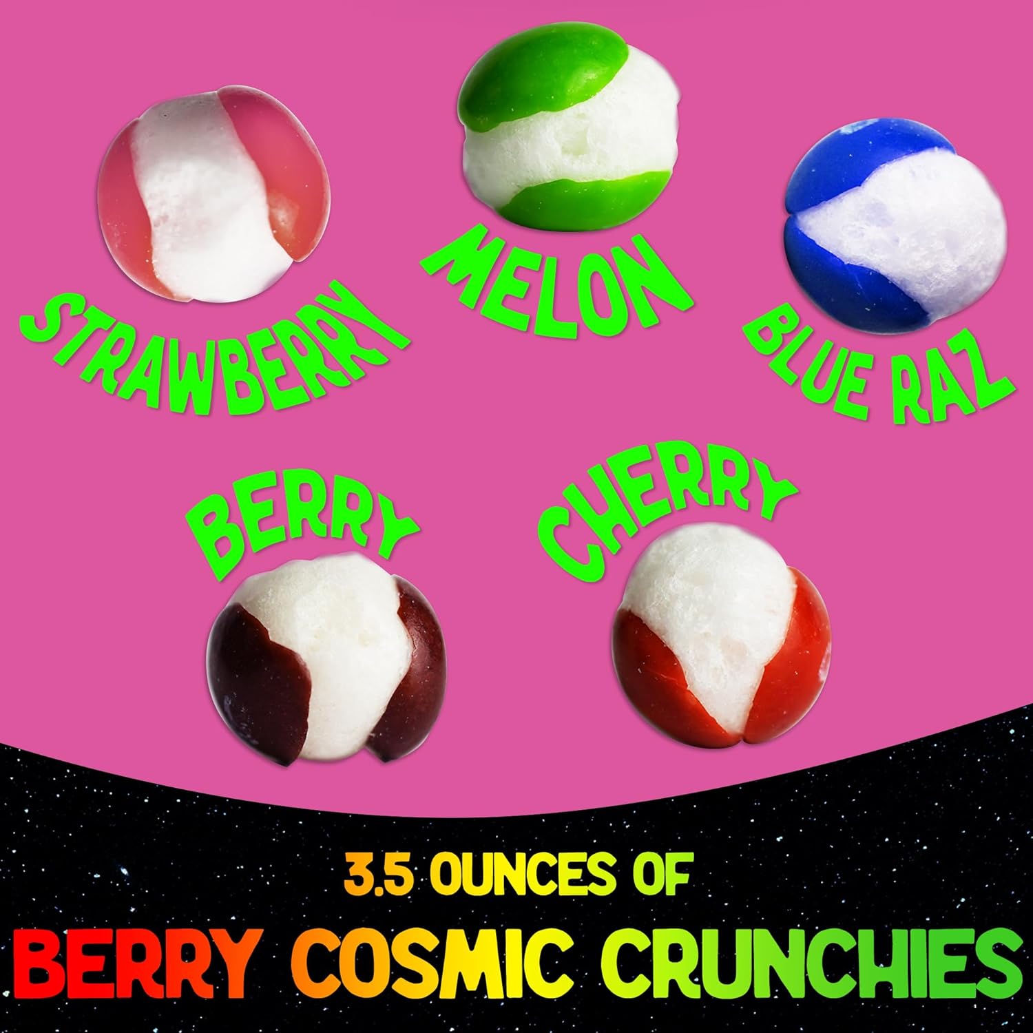 4 Pack Freeze Dried Cosmic Crunchies Candy - Original Cosmic Crunchies Sour, Berry and Tajin Cosmic Crunchies