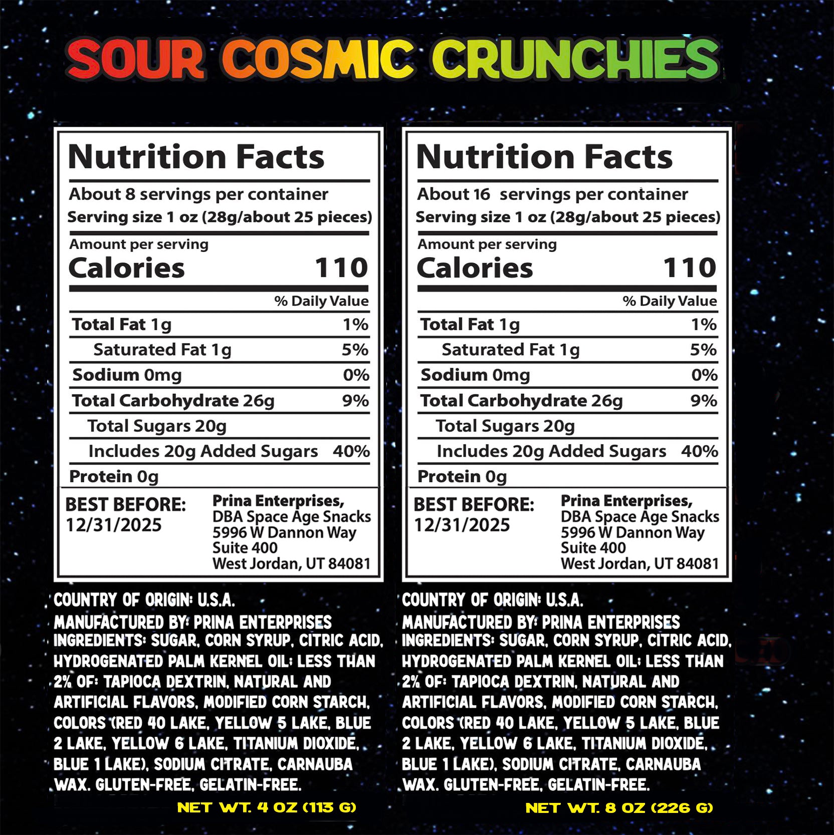 Freeze Dried Sour Cosmic Crunchies Candy