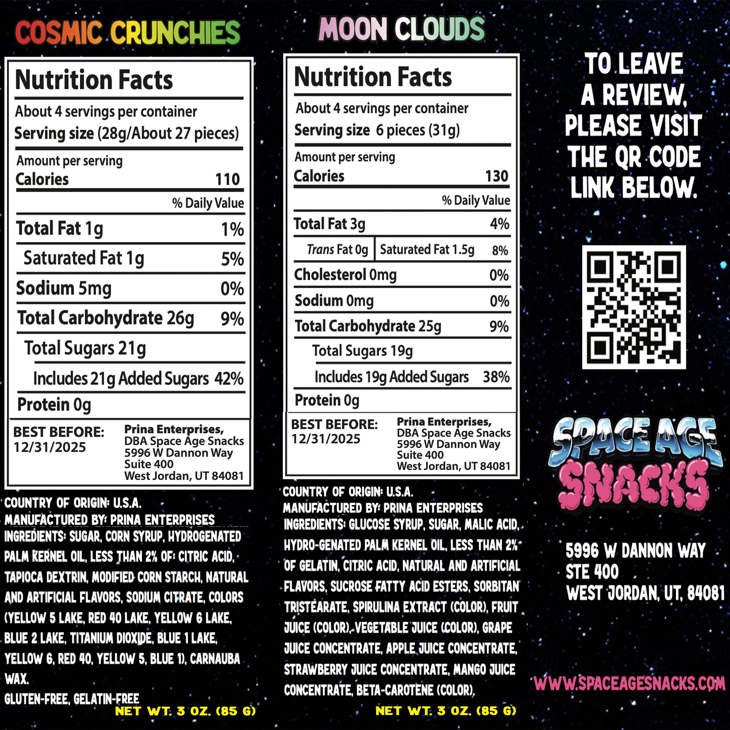 2 Pack Freeze Dried Cosmic Crunchies and Hi Chews Candy